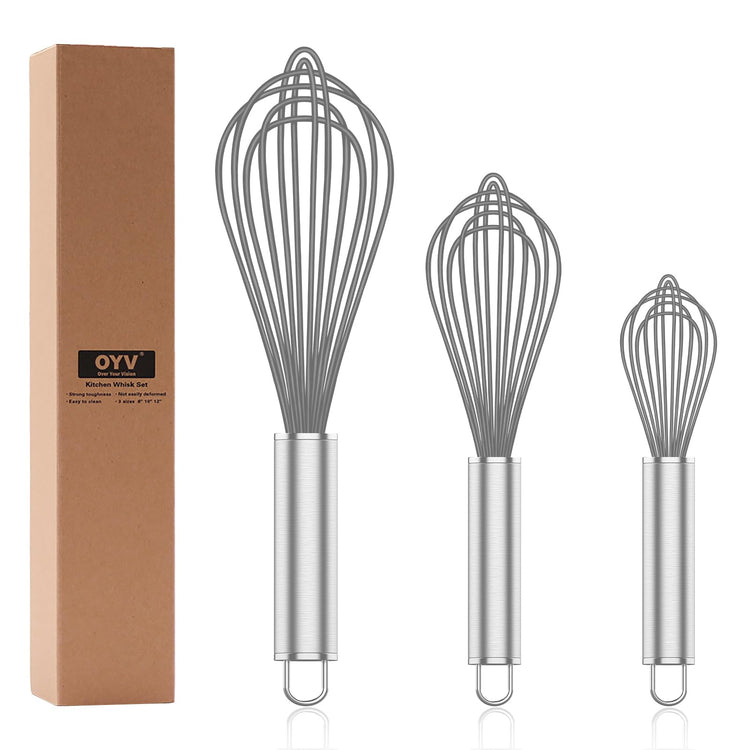 Grey Silicone Whisk Set of 3 (3 Count)