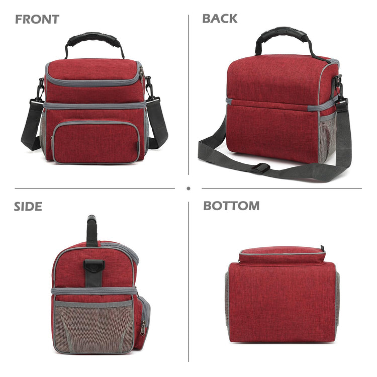 Double Layer Cooler Insulated Lunch Bag Adult Lunch Box Large Tote Bag for Men (2 Count)