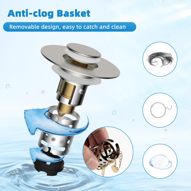 2PCS Universal Bathroom Sink Drain Strainer Hair Catcher (2 Count)