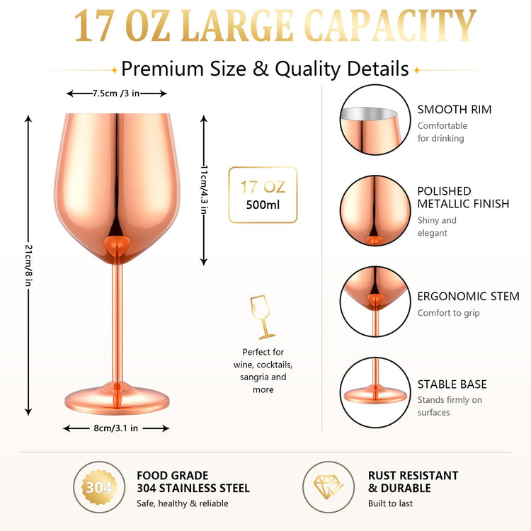 Unbreakable Stainless Steel Wine Glasses Set of 2 (2 Count)