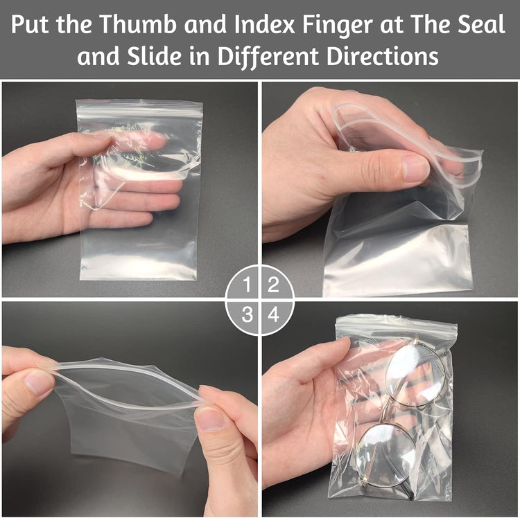 Plastic Bags, 200pcs 4 x 6 inch 2 mil Thick, Zip Bags, Clear Jewelry Bag, Baggies with Resealable Zip Bag for Small BusinessDaily Vitamin, Jewelry, Candy