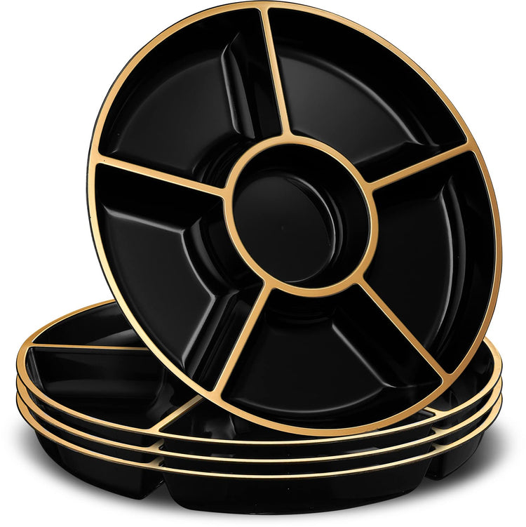 6 Sectional Round Plastic Serving Tray (2 Count)
