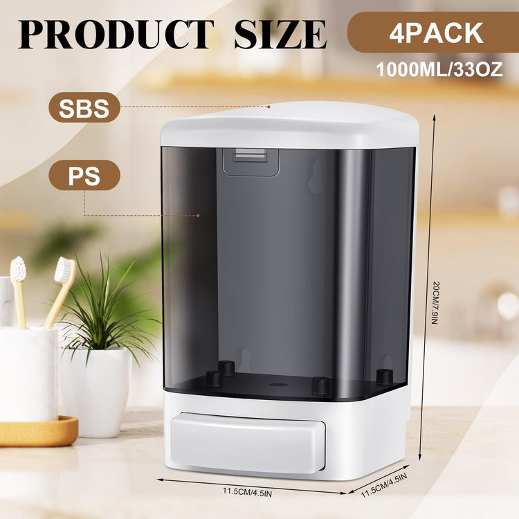 4 Pcs Wall Mounted Soap Dispenser (4 Count)