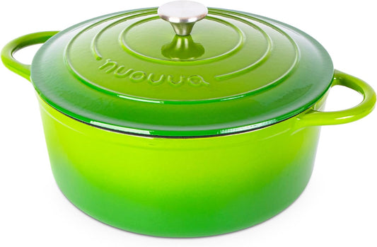 Cast Iron Dutch Oven with Lid – Non-Stick Ovenproof Enamelled Casserole Pot – Sturdy Dutch Oven Cookware – Green, 7.3-Quart, 30cm – by Nuovva - Nestoria