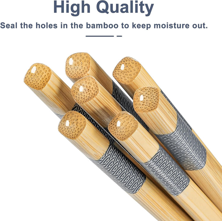 Bamboo Chopsticks Reusable 20Pairs | Eating | Non slip | Chinese -（9.45in）