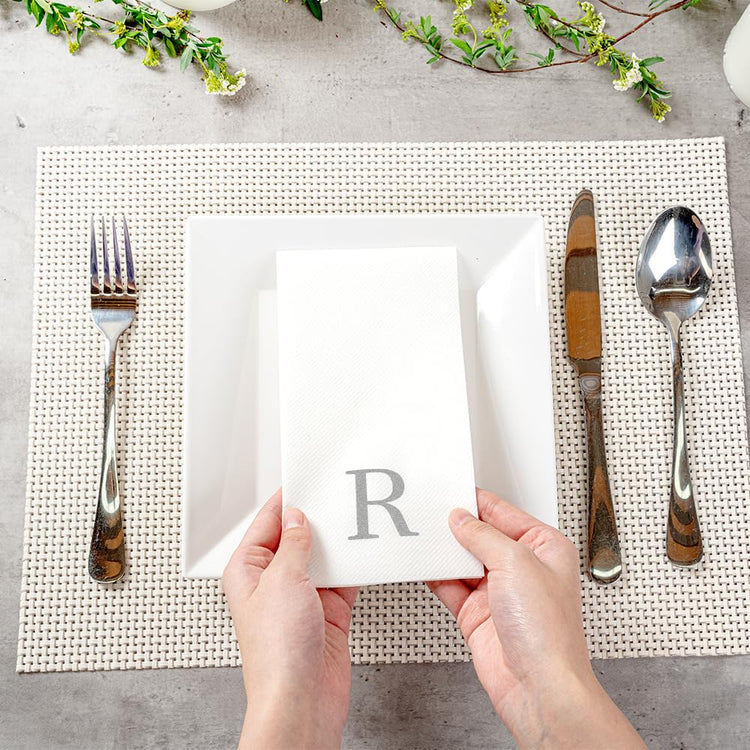 Silver R White Linen Feel Guest Towel Napkin (2000 Count)