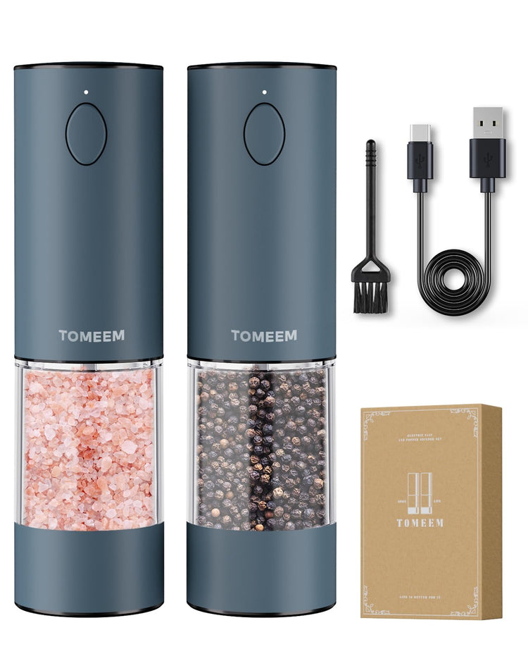 Larger Capacity Rechargeable Electric Salt and Pepper Grinder Set