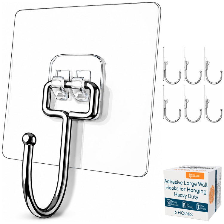 Adhesive Wall Hooks for Hanging (6 Count)