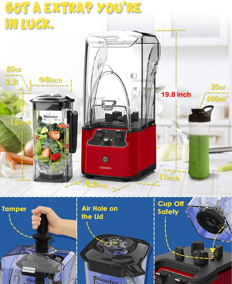 Quiet Commercial Blender with Soundproof Shield