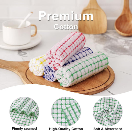 Kitinjoy Cotton 8 Pack Terry Kitchen Dish Cloths, 12 x 12 Inches Super Soft and Absorbent Dish Rags, Quick Drying Dish Towels for Washing Dishes, Green - Nestoria