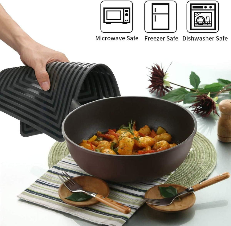 LogHog Large Silicone Trivet Mats for Hot Dishes/Pans, Heat Resistant Pot Holder, 9"x12" Non Slip Flexible Durable Pot Coaster Kitchen Table Mats Set of 2 (Black)