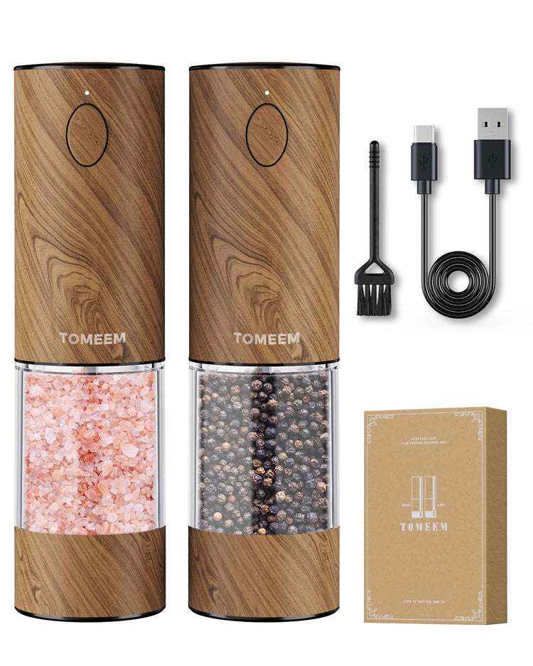 Larger Capacity Rechargeable Electric Salt and Pepper Grinder Set