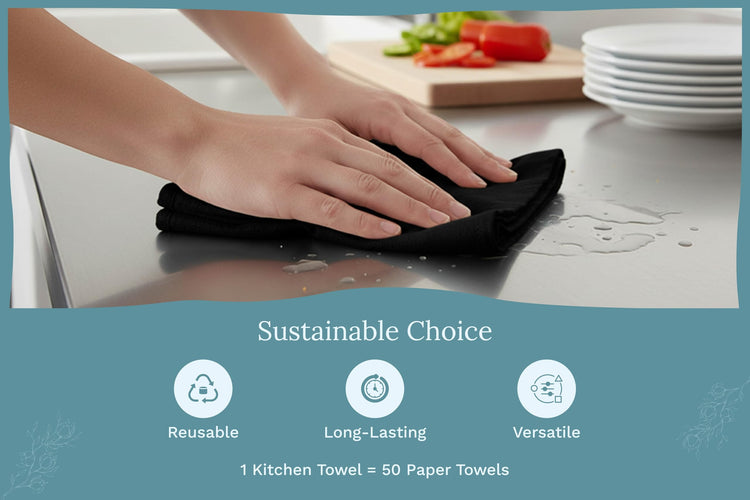 Organic Cotton Black Tea Towels (10 Count)