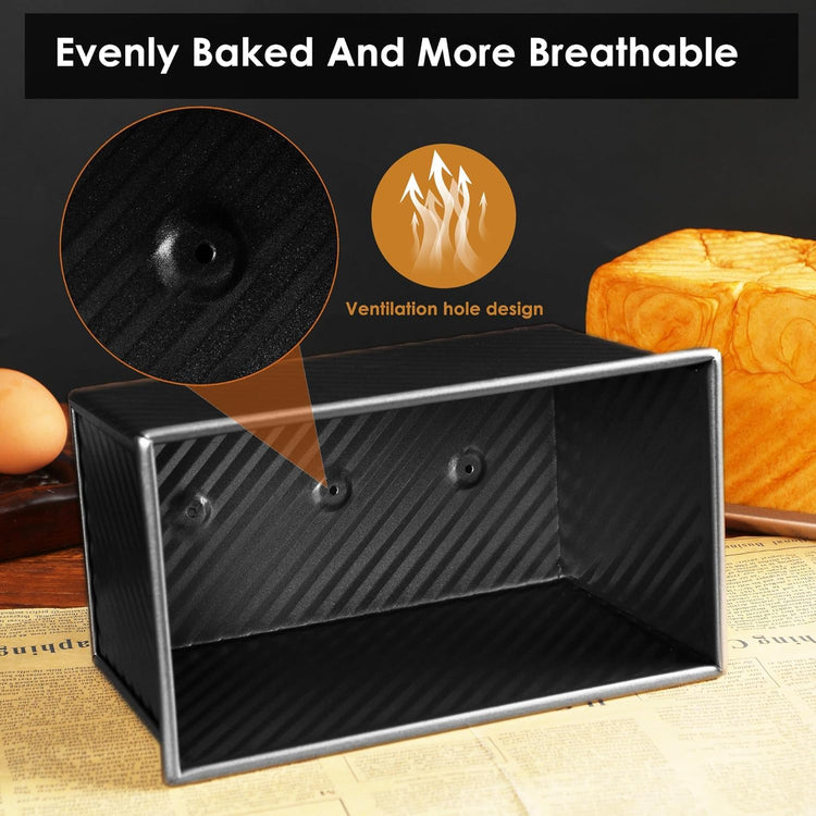 2pack 1LB Black Pullman Loaf Pan with Lid (2 Count)
