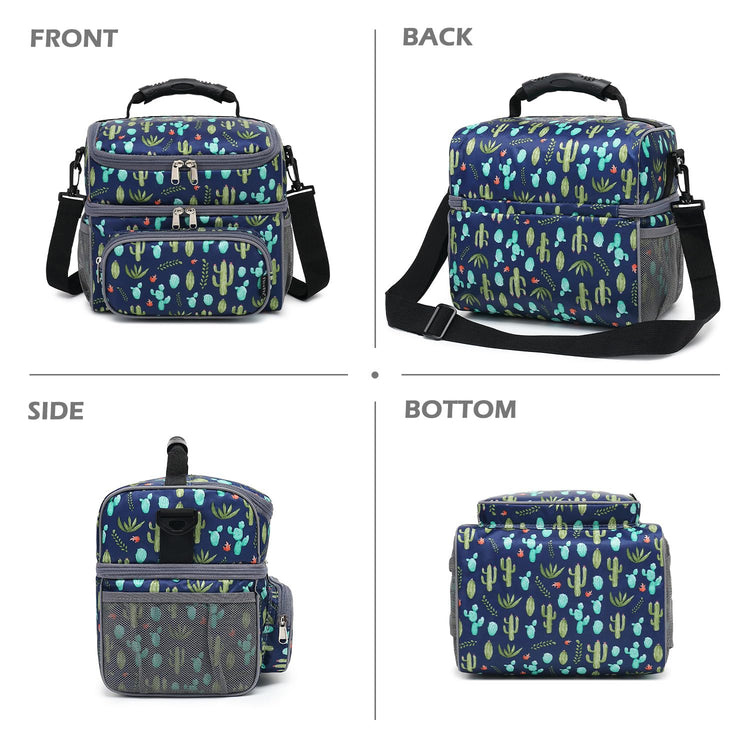 Double Layer Cooler Insulated Lunch Bag Adult Lunch Box Large Tote Bag for Men (2 Count)