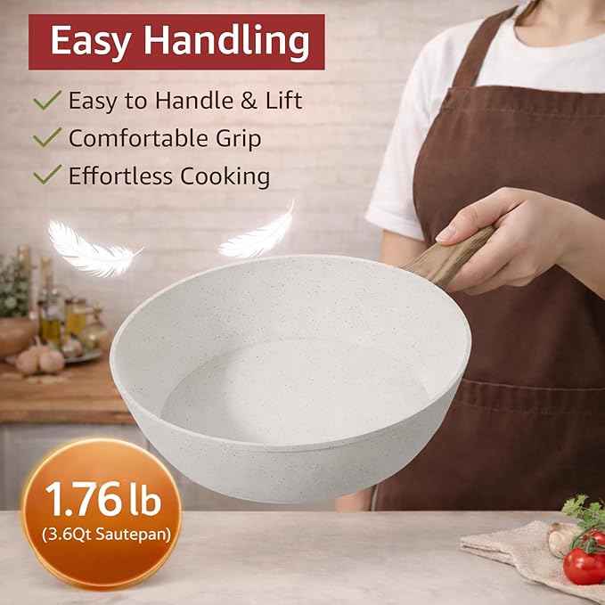 24-Piece Pots and Pans Set Non Stick, Titanium-Reinforced Ceramic Cookware Set, Long-Lasting Nonstick,Non Toxic PFAS-Free, Induction Compatible, Complete Kitchen Set for Everyday Cooking