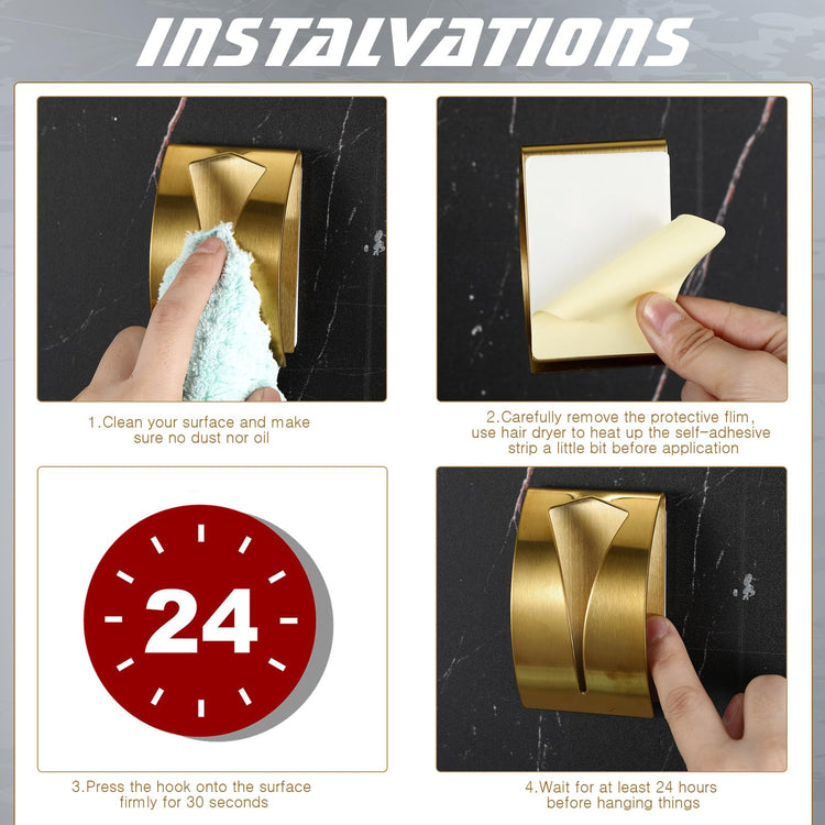 4 Pcs Self Adhesive Kitchen Towel Hook Holder (4 Count)