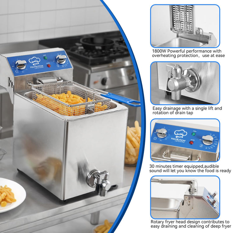 8.5Qt Electric Fryer with Oil Drain