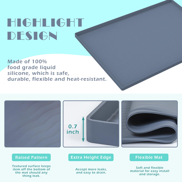 Waterproof Silicone Under Sink Mat 22'' x 14'' Shelf Liner for Kitchen and Bathroom