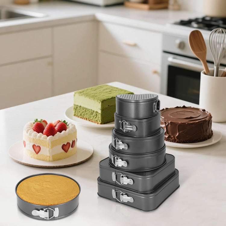 6Pcs Springform Cake Pan Set Of 7 7.8 8.6 9 10 11inch Moldes Para Pasteles Non (6 Count)