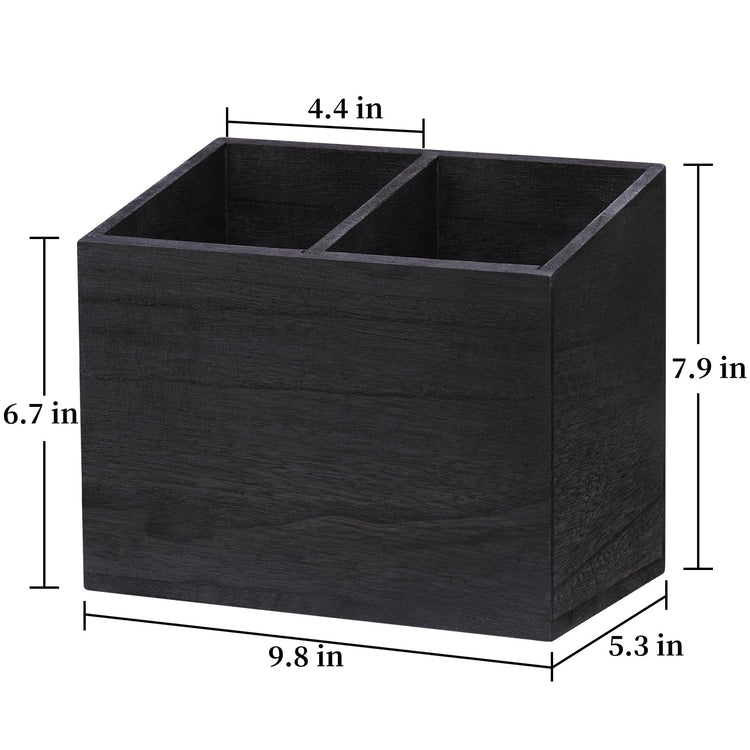 Wooden Kitchen Utensil Caddy With 2 Compartments