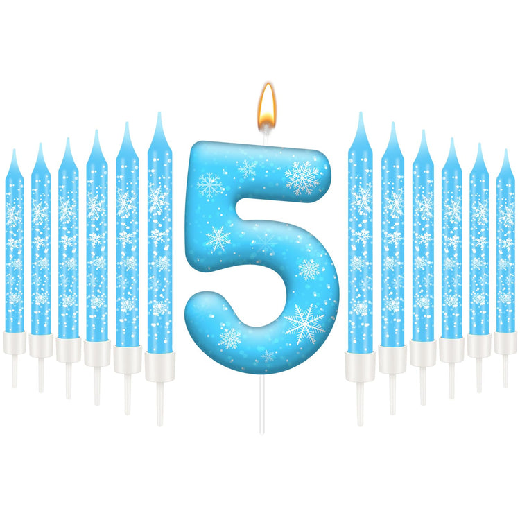 13PCS Snowflake Themed Birthday Candles Number 5 Set (13 Count)