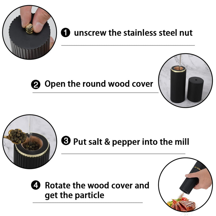 Wooden Salt and Pepper Grinder Set with Gold Accents (2 Count)