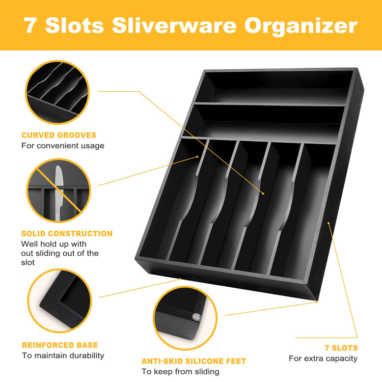 Kitchen Bamboo Silverware Organizer