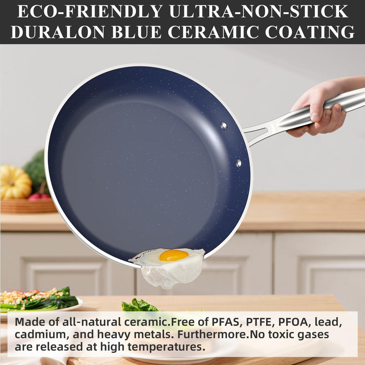 Healthy Duralon Blue Ceramic Nonstick Cookware Set