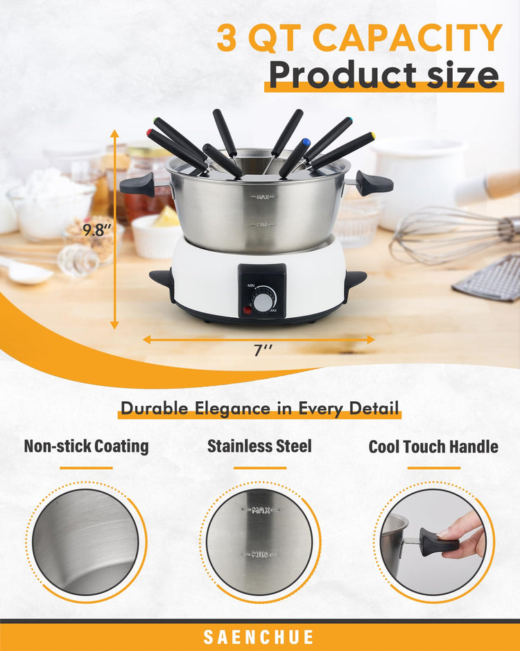 Electric Fondue Pot Set for Cheese & Chocolate