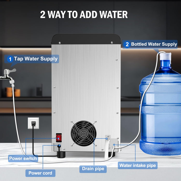 80 lbs Nugget Ice Maker with Water Dispenser Countertop Self