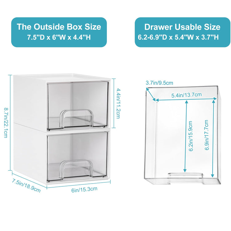 4 Pack Small Stackable Storage Drawers (4 Count)