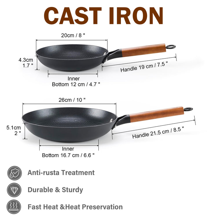 Cast Iron 8 10 Inch Nonstick Skillets (2 Count)