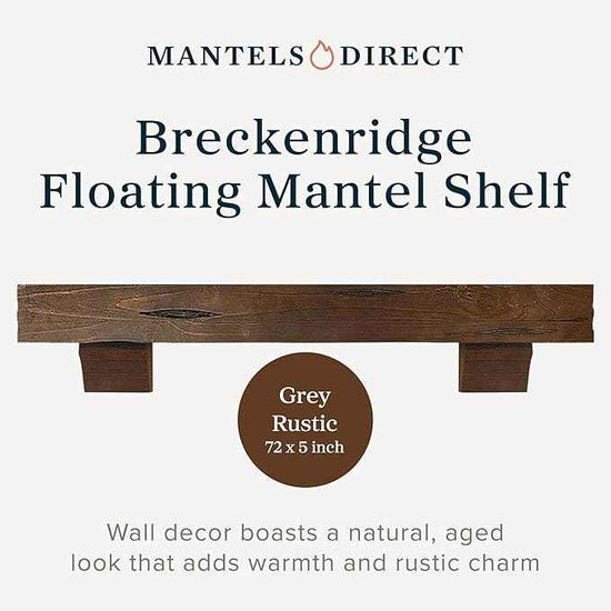 MANTELSDIRECT Breckenridge 72” Fireplace Mantel Shelf with Corbels – Rustic Floating Mantel Shelf for Over Fireplace – Grey Rustic - Wood Shelf for Wall – Pine Box Construction