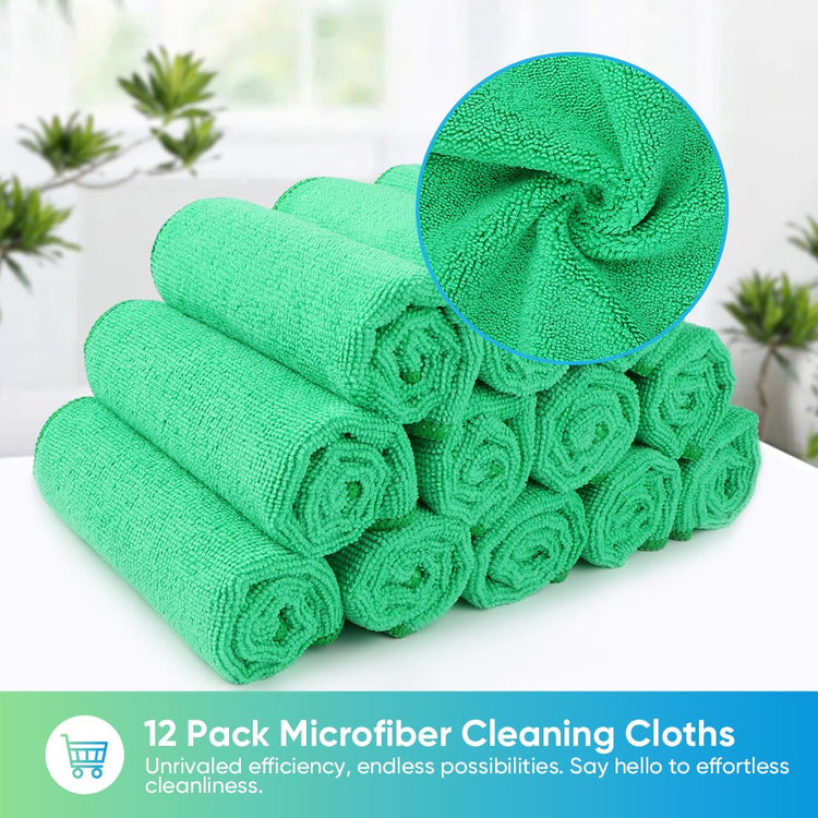 Green Microfiber Cleaning Cloth (12 Count)