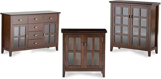 SIMPLIHOME Artisan SOLID WOOD 38 Inch Wide Transitional Medium Storage Cabinet in Russet Brown, For the Living Room, Entryway and Family Room