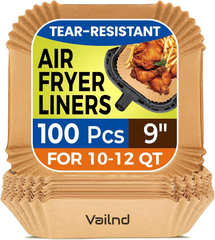 100Pcs 9 Inch Air Fryer Liners Disposable Square for 10 (100 Count)