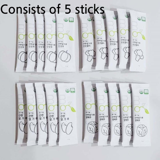 mom's Organic Simple Rice Powder Korean Rice Flour for Soup, Congee (Rice + Cabbage) 15g*5stick/box - Nestoria