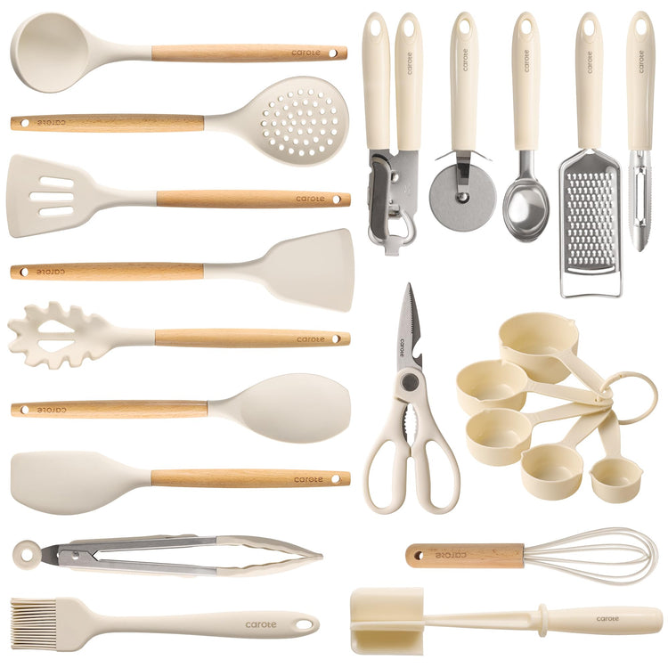 22 Piece Cooking Utensils Set with Wood Cool (22 Count)