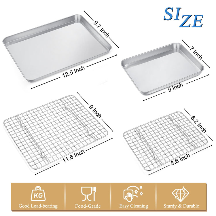 12.5+9 Inch Toaster Oven Pan Tray with Wire Rack