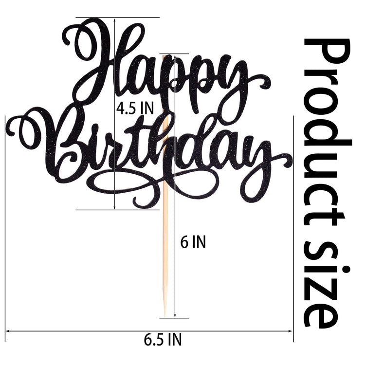 Happy Birthday Cake Toppers 9 Inch Glitter Happy Birthday Cake Pick for Birthday Anniversary Theme Party Cake Decorations Supplies