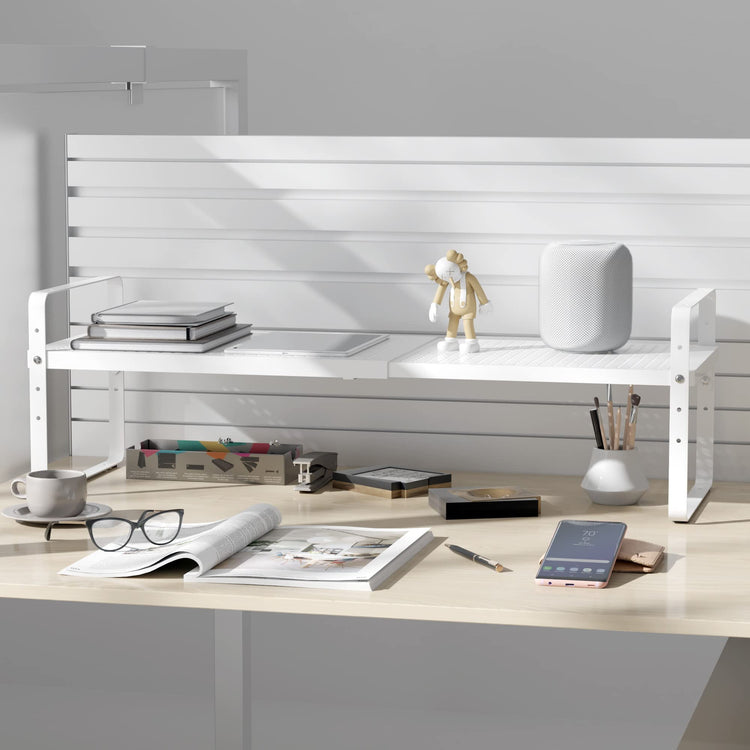 Expandable Cabinet Shelf Organizer Adjustable Metal Spice Rack Stackable Freestanding Counter Storage Shelves for Kitchen Cabinet Under Sink Office Desk