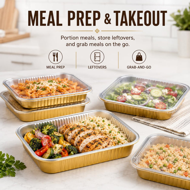 40 Pack 3 LB Aluminum Pans with Lids Heavy Duty (40 Count)