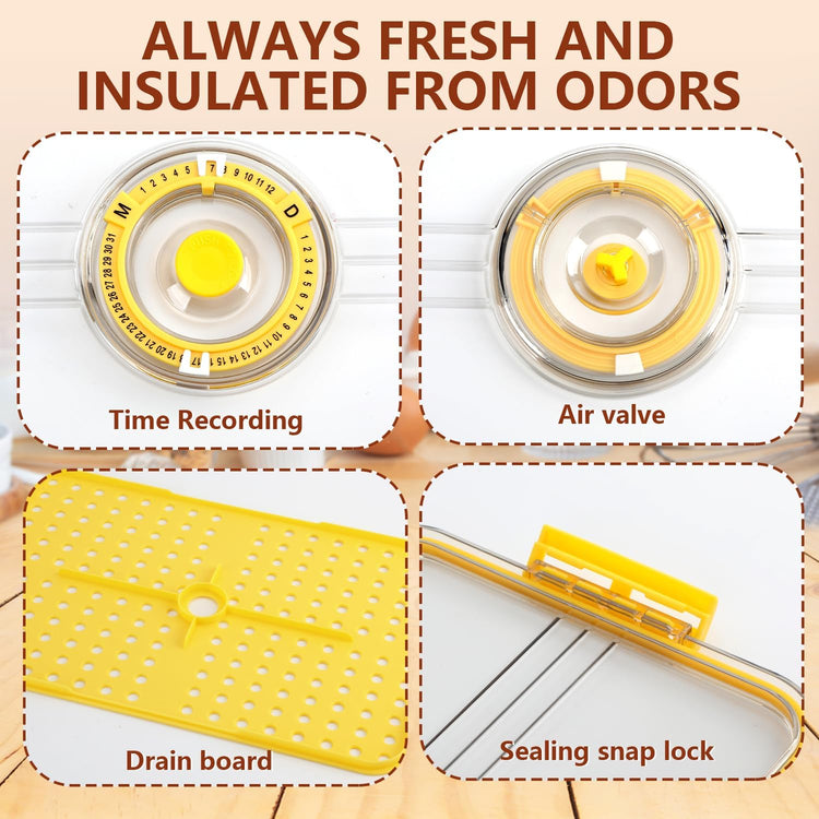 Clear Bread Box for Kitchen Countertop - Airtight Plastic Container for Fresh Bread Storage - Homemade Bread Saver Bin Keeper - Yellow