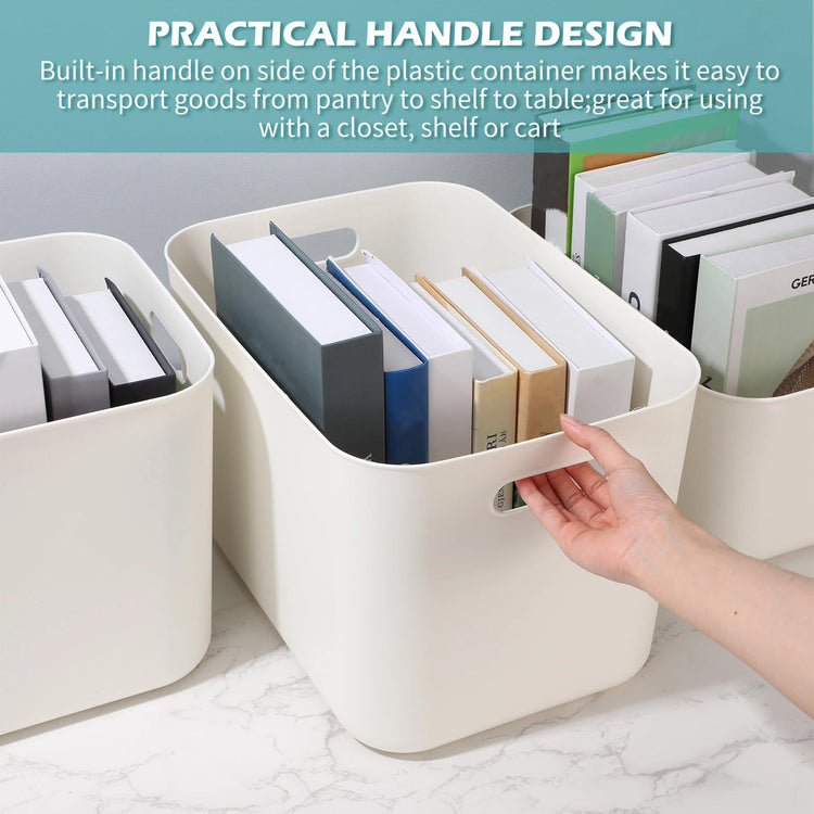 Plastic Storage Bins 10 Pcs White Pantry Organizer Bins Small Baskets Storage Containers for Home Kitchen (10 Count)