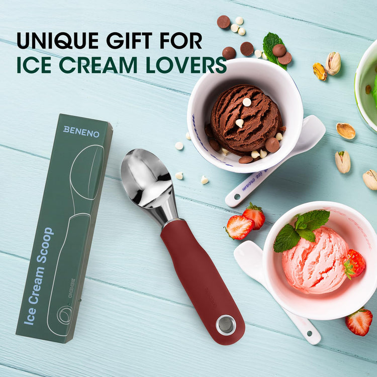 Premium Heavy Duty Ice Cream Scoop with Ergonomic Grip Handle