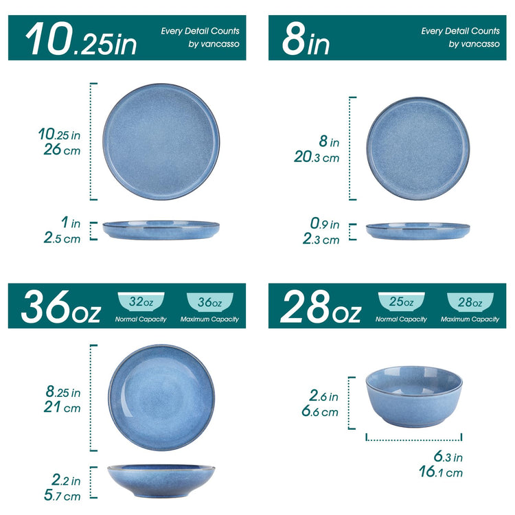 ANYA 24 Pieces Plates and Bowls Set (6 Count)