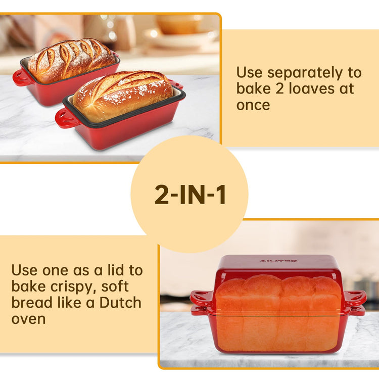 9x5 Enameled Cast Iron Loaf Pan with Lid