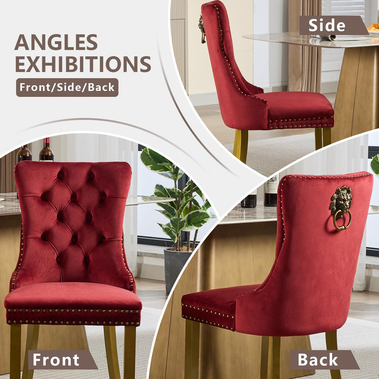 Burgundy Velvet Dining Chairs Set of 2 (2 Count)