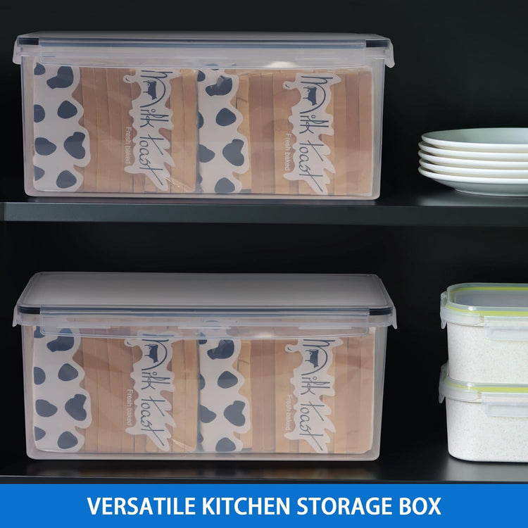 Tiawudi 2 Pack Bread Box, Plastic Bread Container, Large Sandwich Holder, Bread Storage Container for Kitchen Counter, Bread Keeper with Airtight Lid, Bread Saver, 9 Qt / 8.5L Each